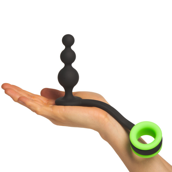 Ouch! Glow in the Dark Beaded Buttplug met Cockring