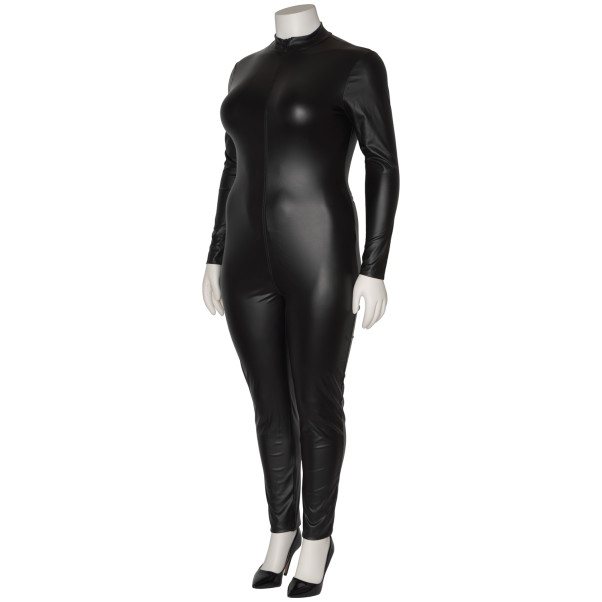 NORTIE Fetish Wetlook Kruisloze Catsuit Plus Size