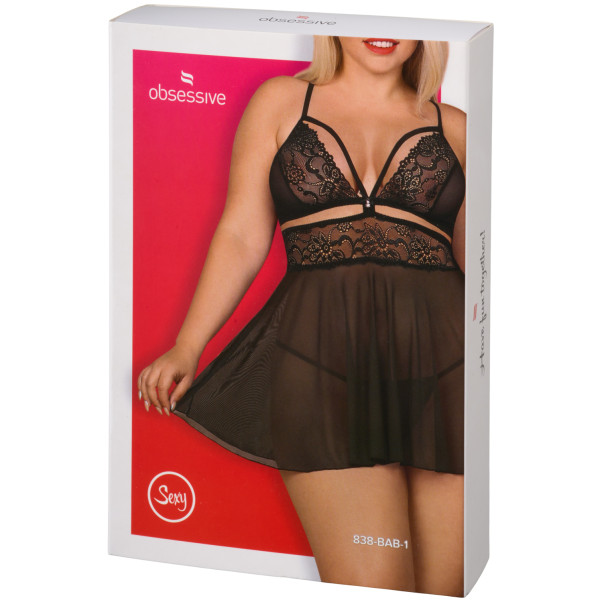 Obsessive Black Babydoll Set Plus Size
