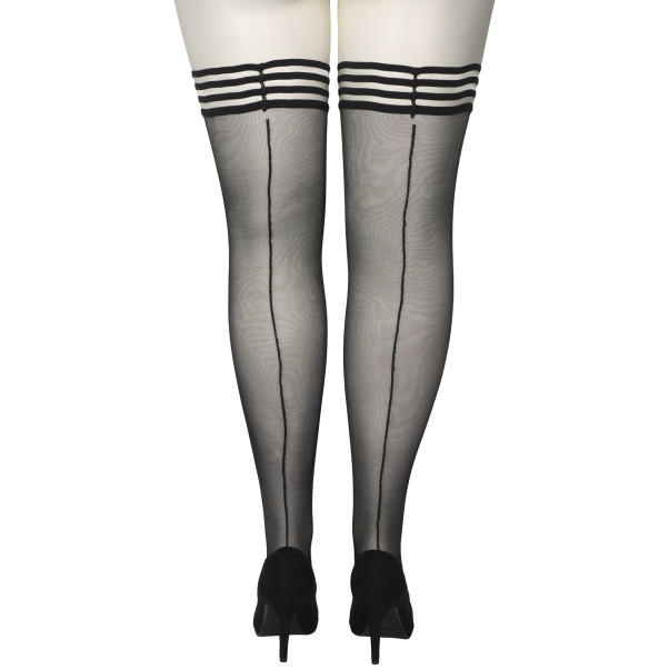 NORTIE Black Arrows Hold-up Kousen met Achternaad Plus Size