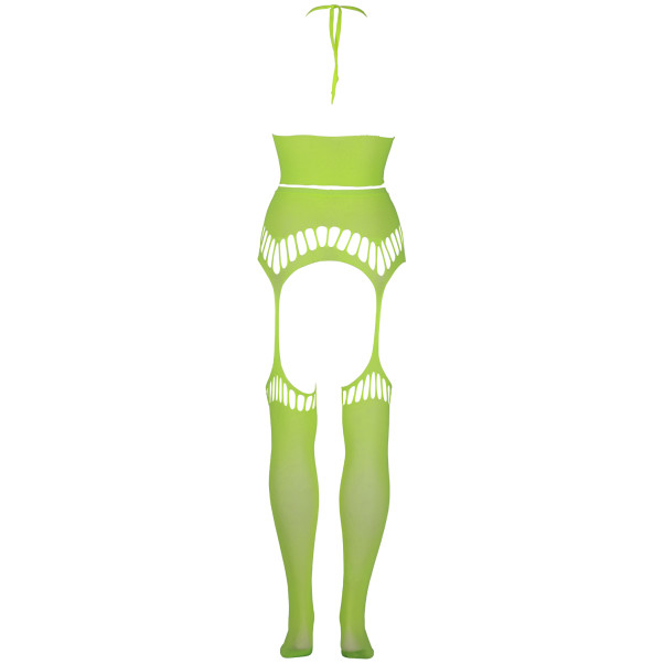 Ouch! Glow in The Dark Neon Green Crop Top met Jarretelkousen Plus Size