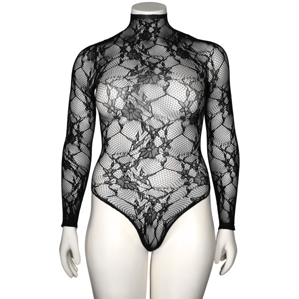 NORTIE Riga Black Kanten Kruisloze Bodystocking Plus Size