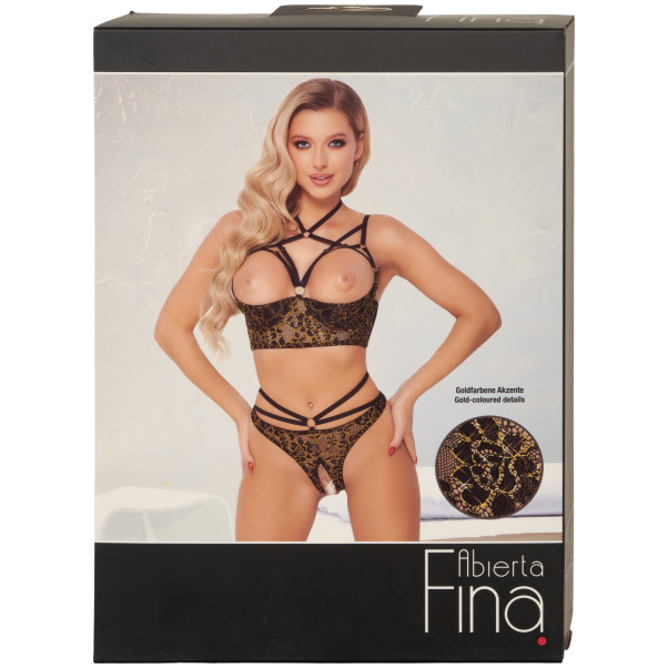 Abierta Fina Black and Gold Half Cup Kanten BH Set