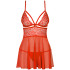 Obsessive Rode Babydoll-set van Mesh