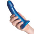 baseks Metallic Blue Siliconen Dildo met Zuignap 18 cm