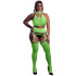 Ouch! Glow in The Dark Neon Green Crop Top met Jarretelkousen Plus Size