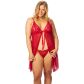 NORTIE Gro Rode Kanten Babydoll Set Plus Size