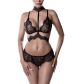 Grey Velvet Sexy Neckholder Lace Bra Set