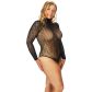 NORTIE Oda Black Leopard Kruisloze Bodystocking Plus Size