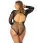 NORTIE Oda Black Leopard Kruisloze Bodystocking Plus Size