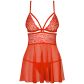 Obsessive Rode Babydoll-set van Mesh