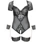 Cottelli Bondage Kruisloos Kanten Body met Handboeien Plus Size