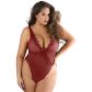 Allure Diva Leilani Rode Mesh & Eyelash-kant Open Teddy Plus Size