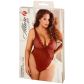 Allure Diva Leilani Rode Mesh & Eyelash-kant Open Teddy Plus Size