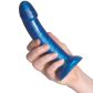 baseks Metallic Blue Siliconen Dildo met Zuignap 18 cm