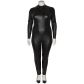 NORTIE Fetish Wetlook Kruisloze Catsuit Plus Size