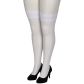 NORTIE Sage White Hold-up Kousen met Kant en Achternaad Plus Size